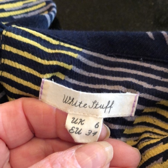 White Stuff Vintage Look Mid Sleeve Roll Collar with Retro Pattern Dress UK 6 - Picture 9 of 12